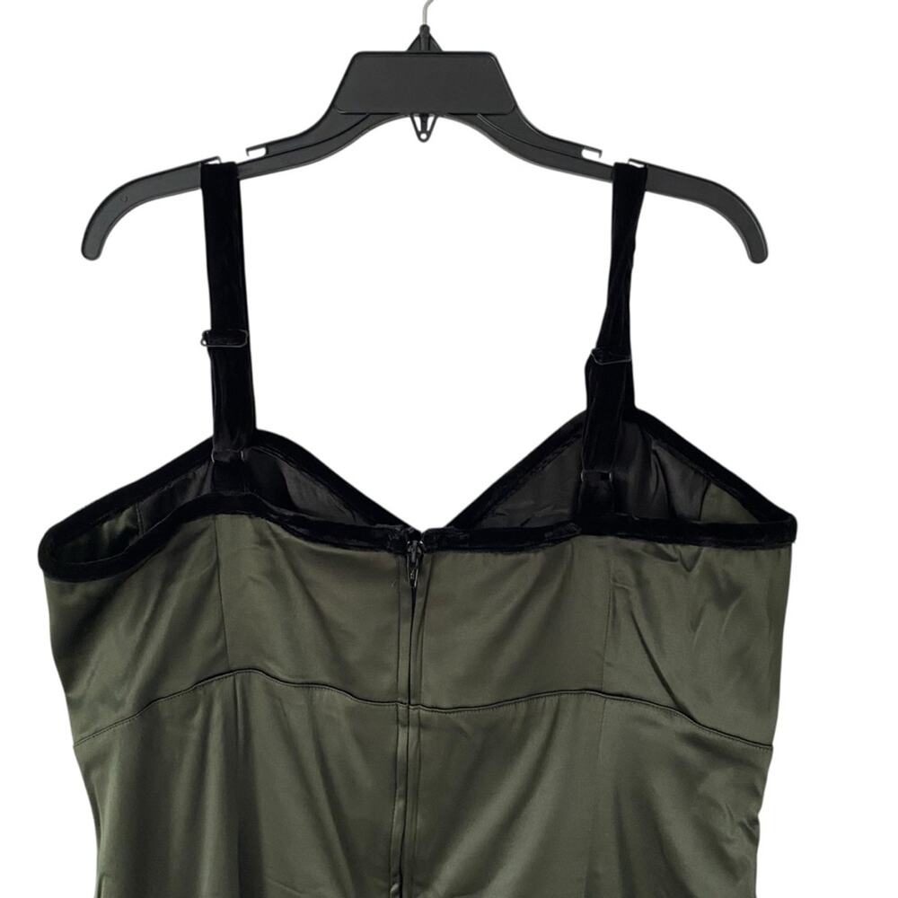 Deadly Dames NWTs Olive Green Black Lace Velvet Trim Wiggle Dress size 2X - Picture 4 of 9
